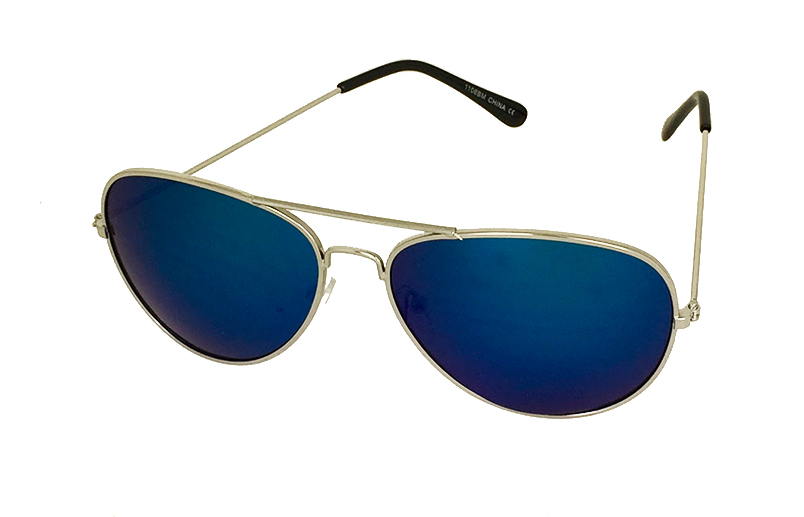 Silberne Flieger-Brille mit bunten SpiegelglÃ¤sern