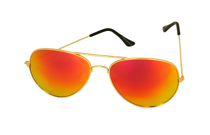Goldene Flieger-Brille mit organge-gelben SpiegelglÃ¤sern