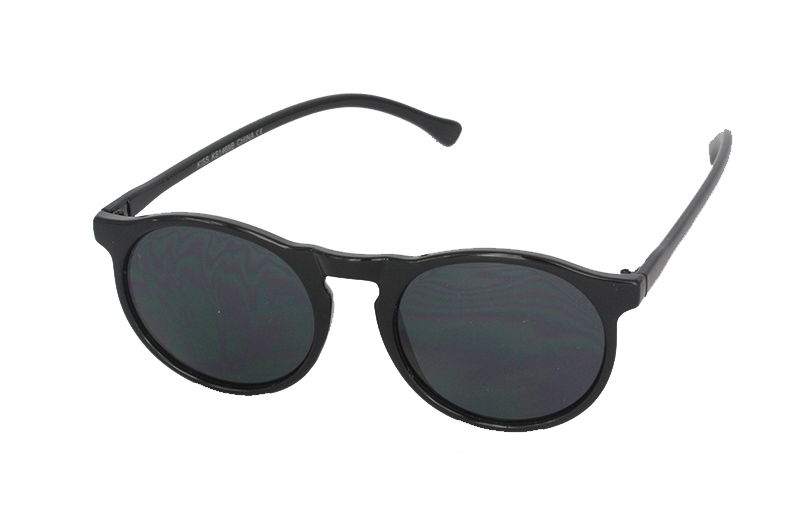 Runde, glÃ¤nzende schwarze Sonnenbrille
