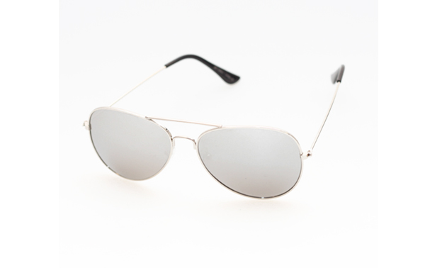 Silberne Pilotensonnenbrille mit Spiegelglas
