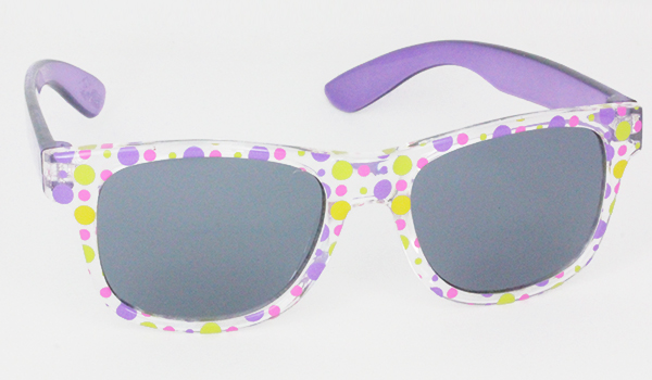 Kindersonnenbrille mit Blumenmuster und lila BÃ¼geln