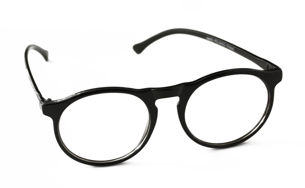 Schwarze, mnoderne Brille, rundes Design, ohne StÃ¤rke